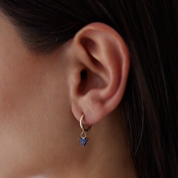 Trio Lacivert Taşlı Sallantılı Küpe - Cemart