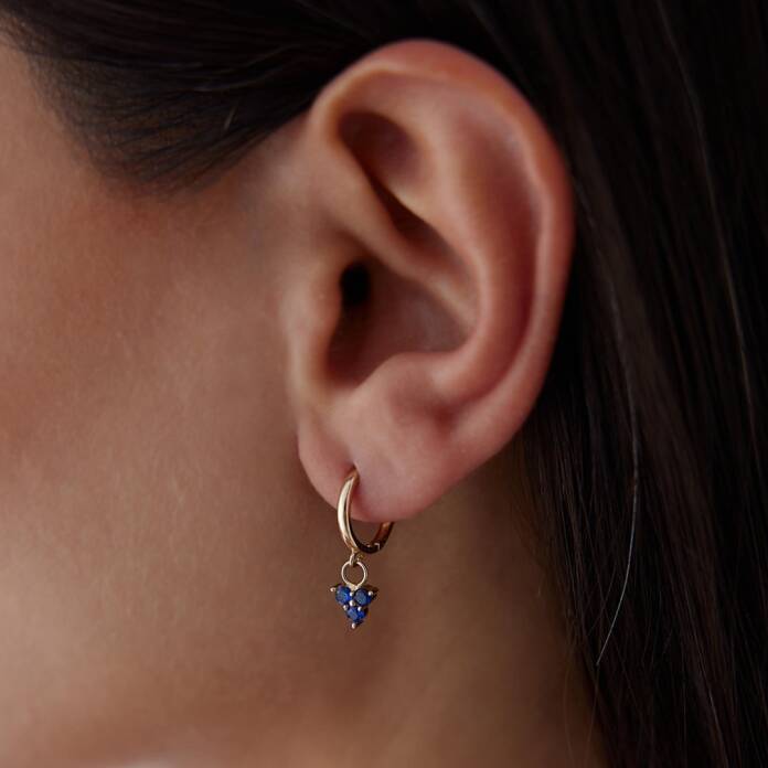 Trio Lacivert Taşlı Sallantılı Küpe - 2