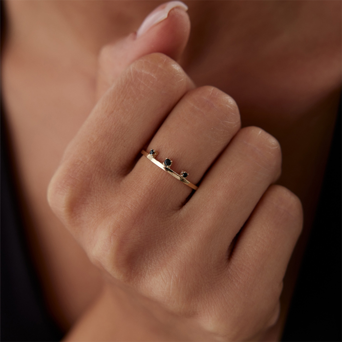 Trio Siyah Taşlı Yüzük - Gökhan Bera