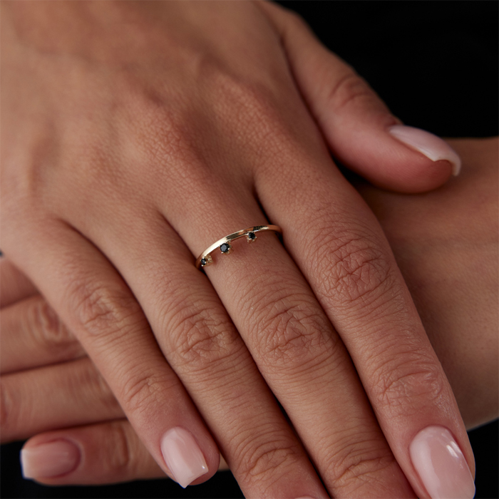 Trio Siyah Taşlı Yüzük - 3