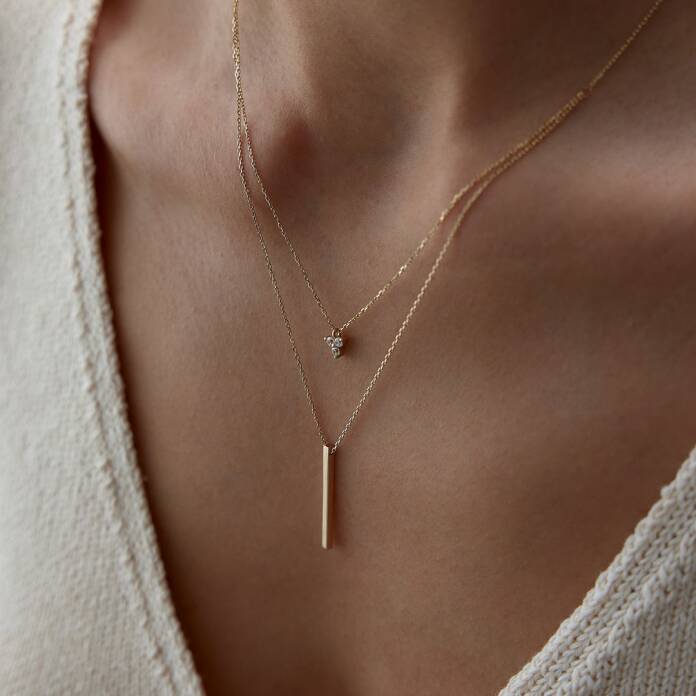 Trio Taş ve Line Kolye - 3