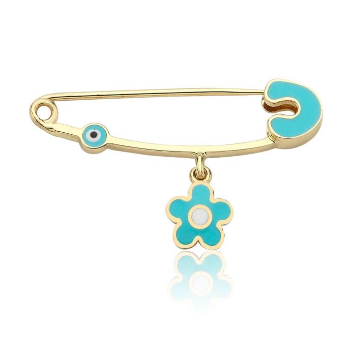 Turkuaz Çiçekli Bebek İğnesi - 1