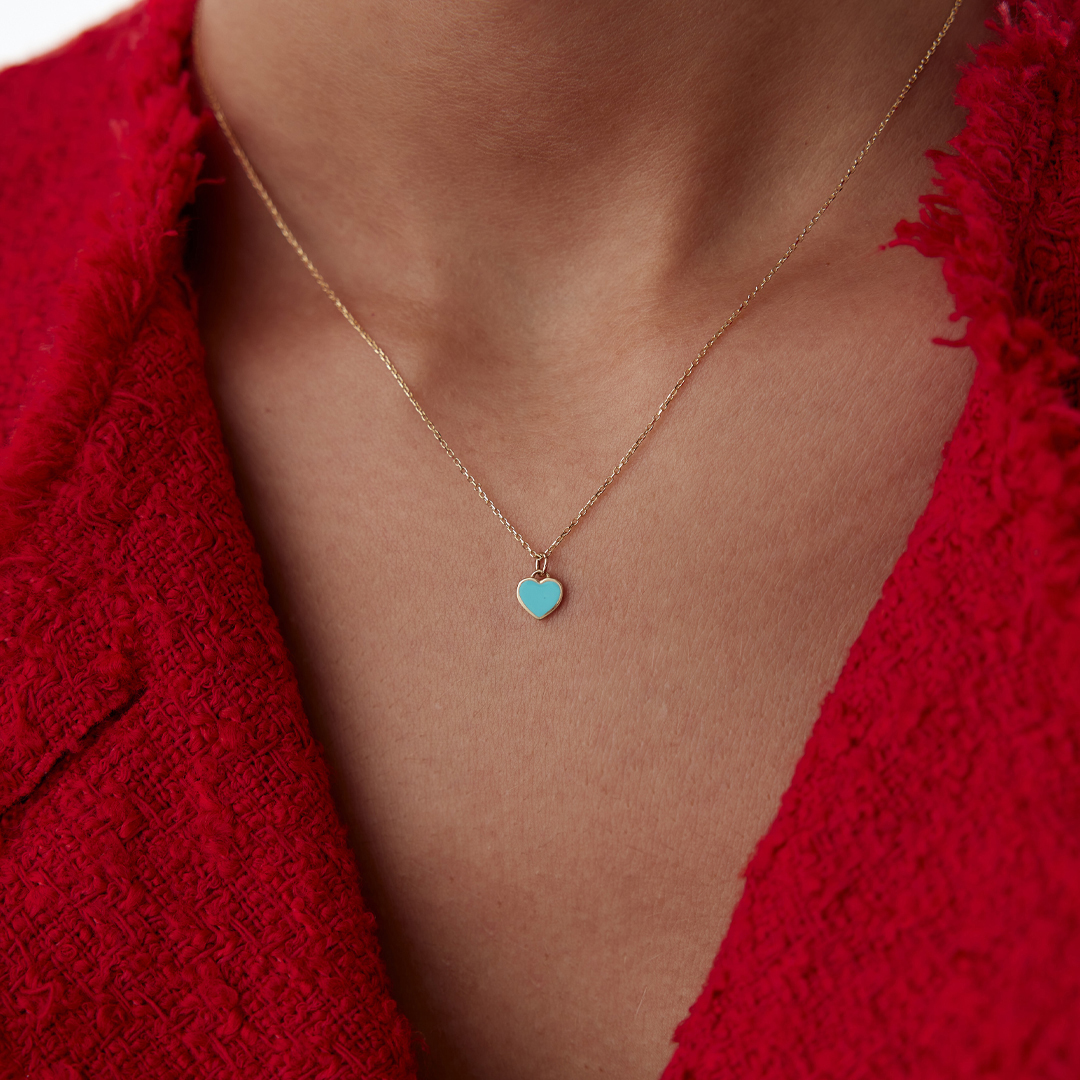 Turkuaz Kalp Kolye - 1