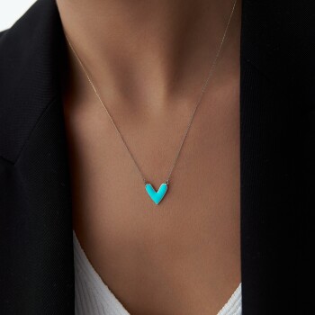Turkuaz Kalp Kolye - 3
