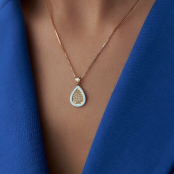 Turkuaz Mineli Damla Dualı Kolye - Özçelik (1)