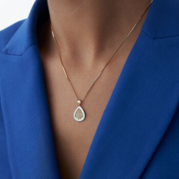 Turkuaz Mineli Damla Dualı Kolye - Özçelik