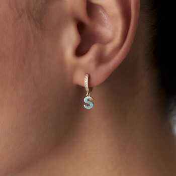 Turkuaz Mineli Harf Küpe - CNR (1)