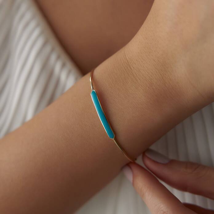 Turkuaz Mineli Tel Kelepçe - 1