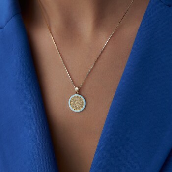 Turkuaz Mineli Yuvarlak Dualı Kolye - Özçelik