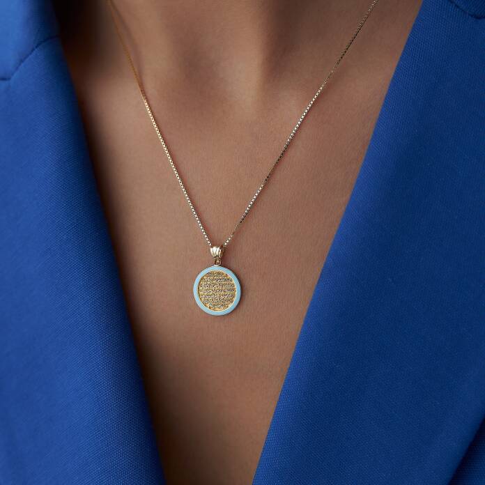 Turkuaz Mineli Yuvarlak Dualı Kolye - 1