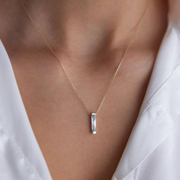 Turkuaz Rectangle Kolye - 1