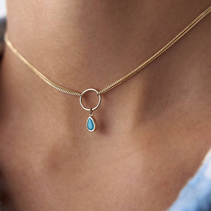 Turkuaz Taşlı Choker Kolye - 2