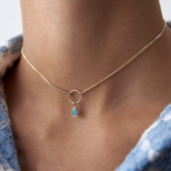 Turkuaz Taşlı Choker Kolye - 3