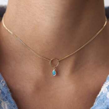 Turkuaz Taşlı Choker Kolye - Rayna