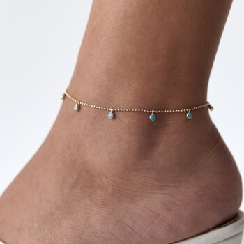 Turkuaz Taşlı Halhal - Rayna