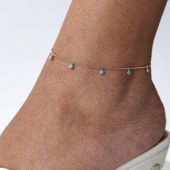 Turkuaz Taşlı Halhal - Rayna (1)