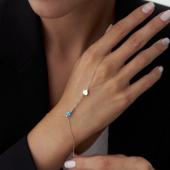 Turkuaz Taşlı Kalpli Şahmeran - 1