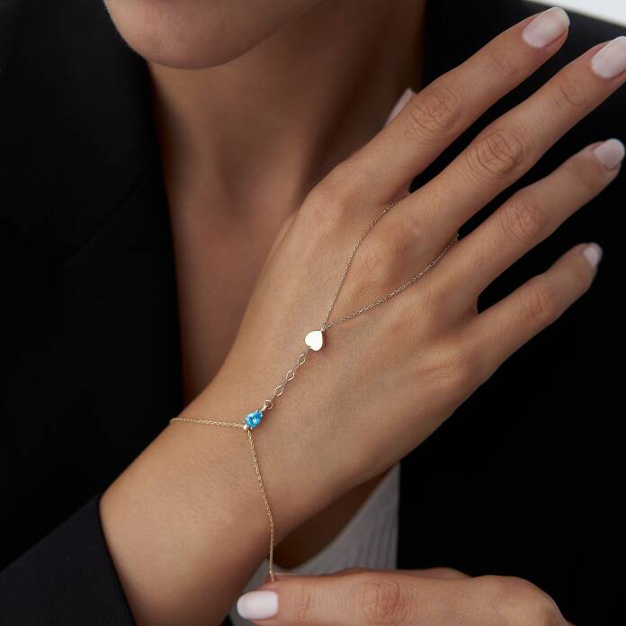 Turkuaz Taşlı Kalpli Şahmeran - 1