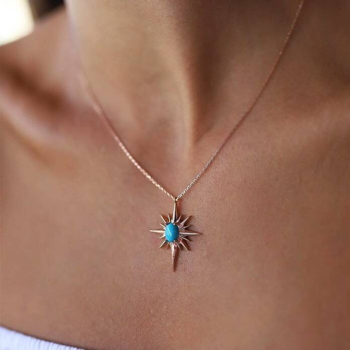 Turkuaz Taşlı Kutup Yıldızı Kolye - 1