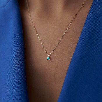 Turkuaz Tekli Tohum Kolye - Rayna