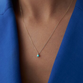 Turkuaz Tekli Tohum Kolye - Rayna (1)