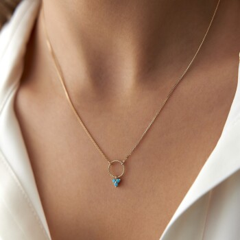 Turkuaz Tria Charm Kolye - Rayna