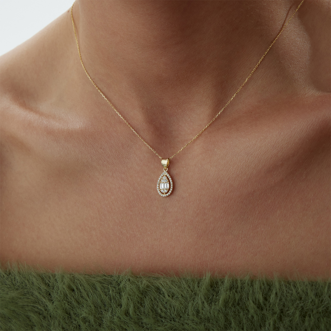 Twin Baget Damla Kolye - 1