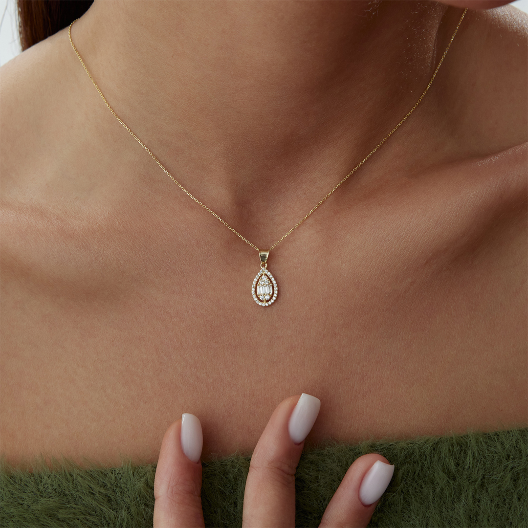 Twin Baget Damla Kolye - 2