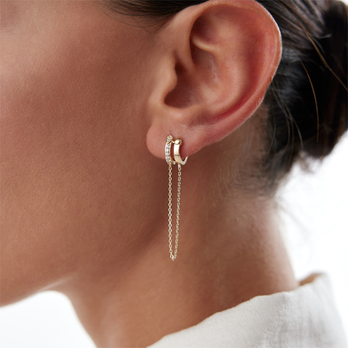 Twin Halka Zincir Sallantılı Küpe - Rayna (1)