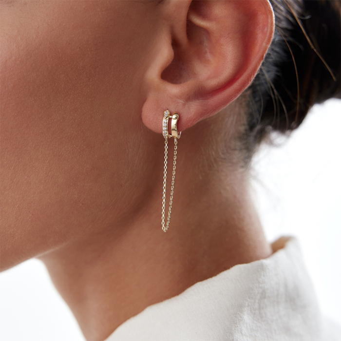 Twin Halka Zincir Sallantılı Küpe - Rayna