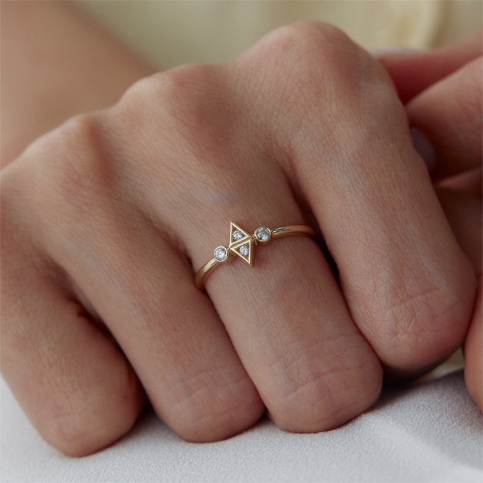 Twin Triangle Yüzük - Simoro