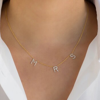 Üç Harfli Taşlı Kolye - Özkonak