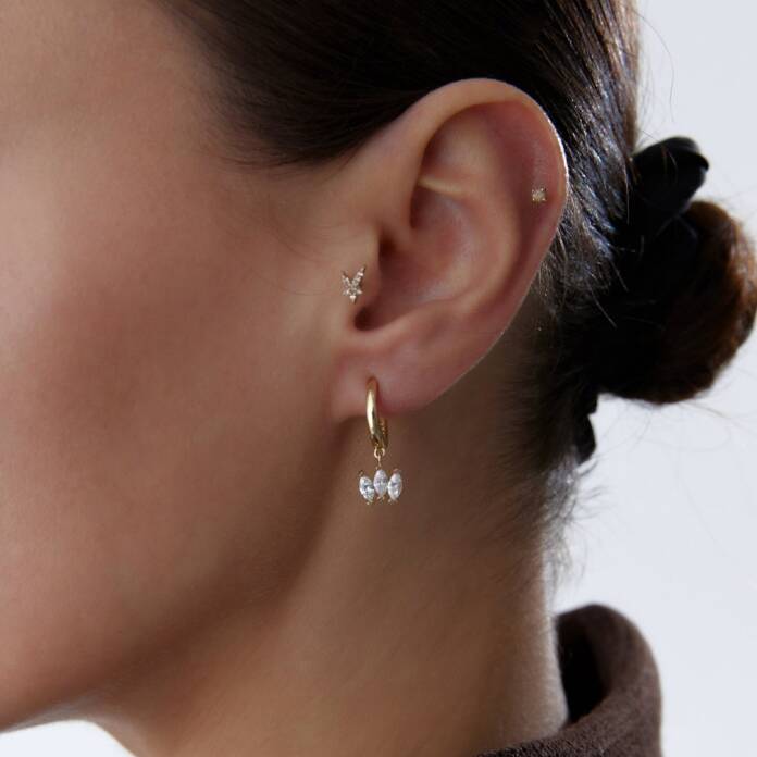 Üç Markiz Taşlı Küpe - 1