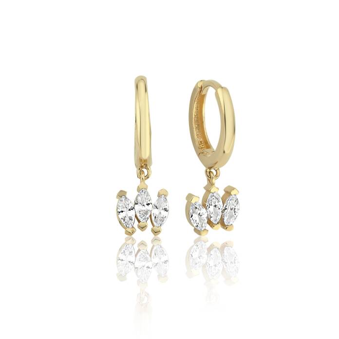 Üç Markiz Taşlı Küpe - 3