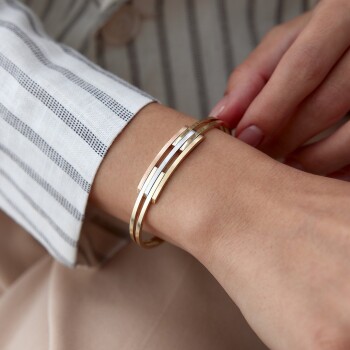 Üç Renk Kaburga Kelepçe - Altın İş (1)