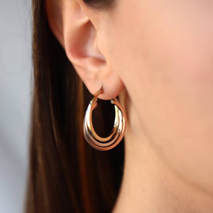 Üç Renk Slide Halka Küpe - 1