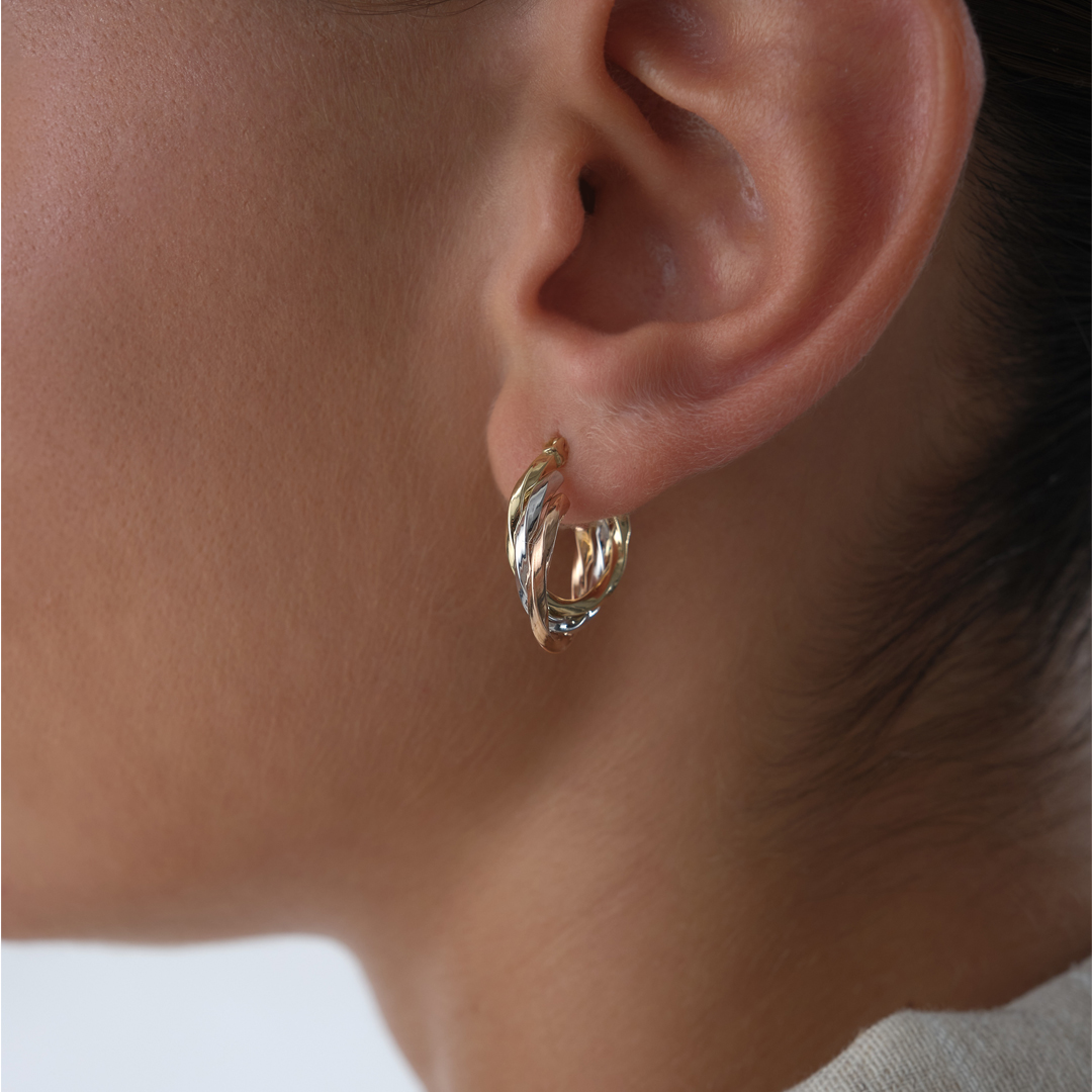 Üç Renkli Burgu Küpe - 1