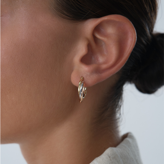 Üç Renkli Burgu Küpe - Karacan (1)