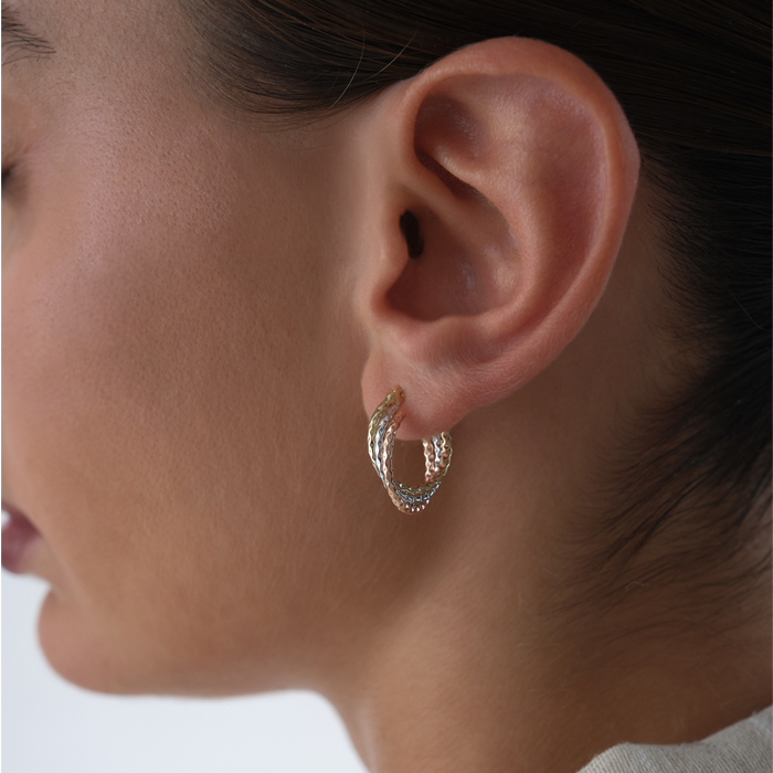 Üç Renkli Desenli Küpe - Karacan