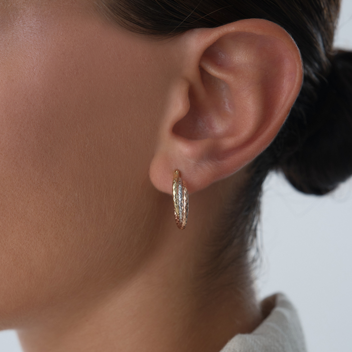 Üç Renkli Desenli Küpe - Karacan (1)