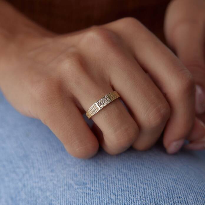 Üç Sıra Hasır Taşlı Yüzük - 1