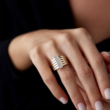 Üç Sıra Taşlı Chest Yüzük - Geçen