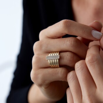 Üç Sıra Taşlı Chest Yüzük - Geçen (1)