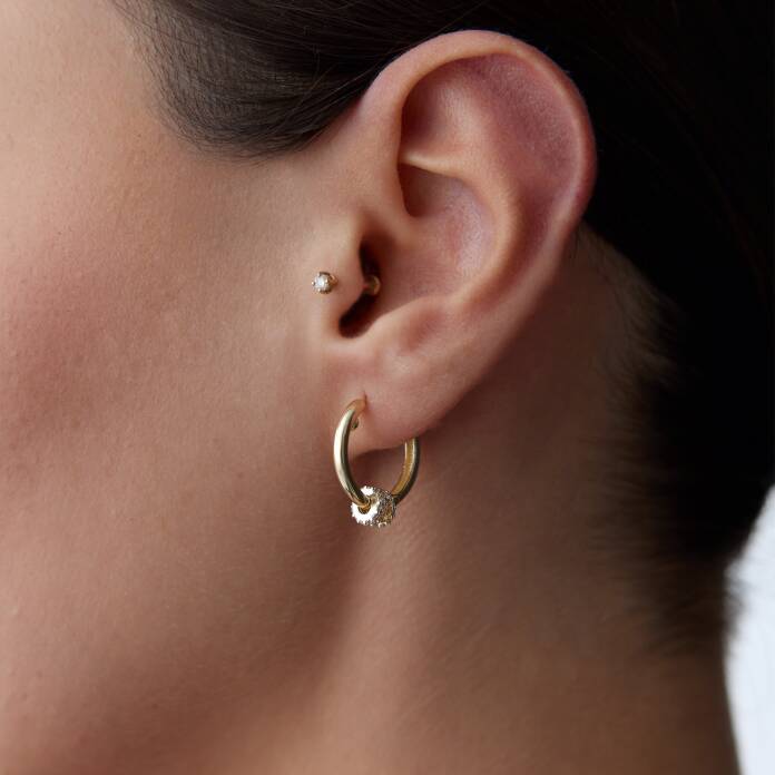 Üç Sıra Taşlı Halka Küpe - 1