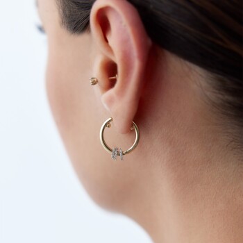 Üç Sıra Taşlı Halka Küpe - Koçak (1)