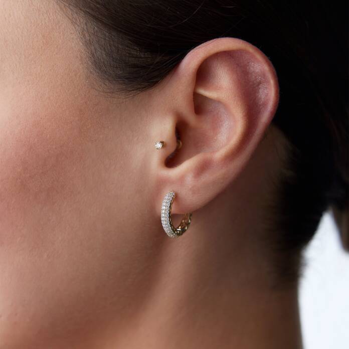 Üç Sıra Yarımtur Taşlı Küpe - 1