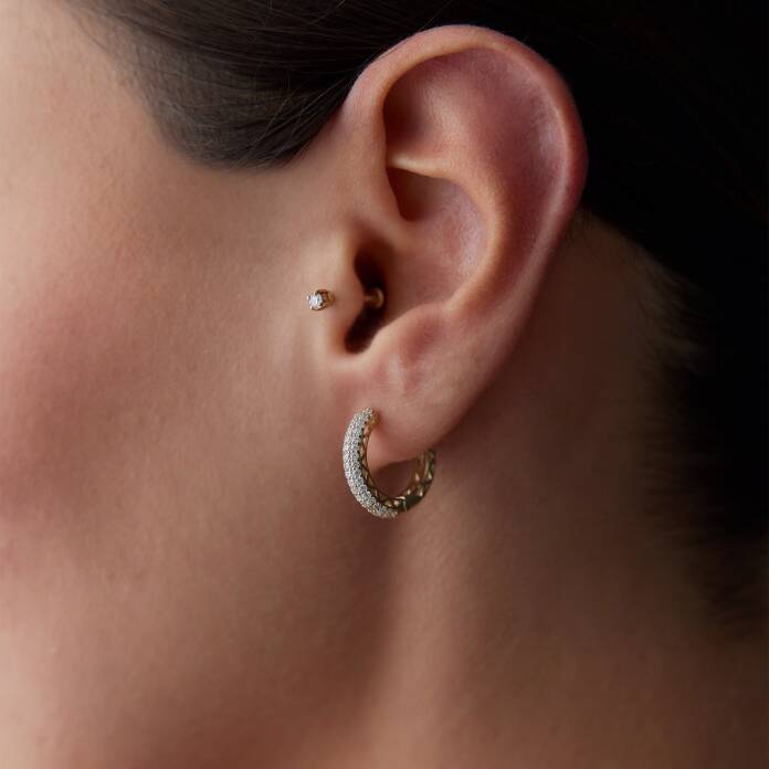 Üç Sıra Yarımtur Taşlı Küpe - 2