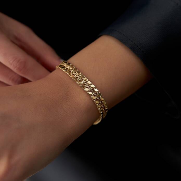 Üç Sıralı Pullu Halat Bileklik - 1