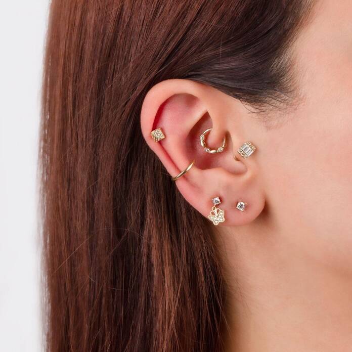 Üç Taş Motifli Helix Piercing - 2
