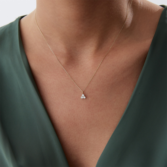 Üç Taş Üçgen Kolye - 2